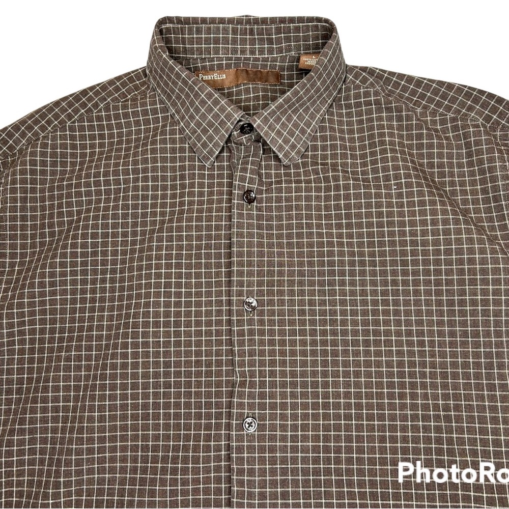 Perry Ellis plaid button down mens large
